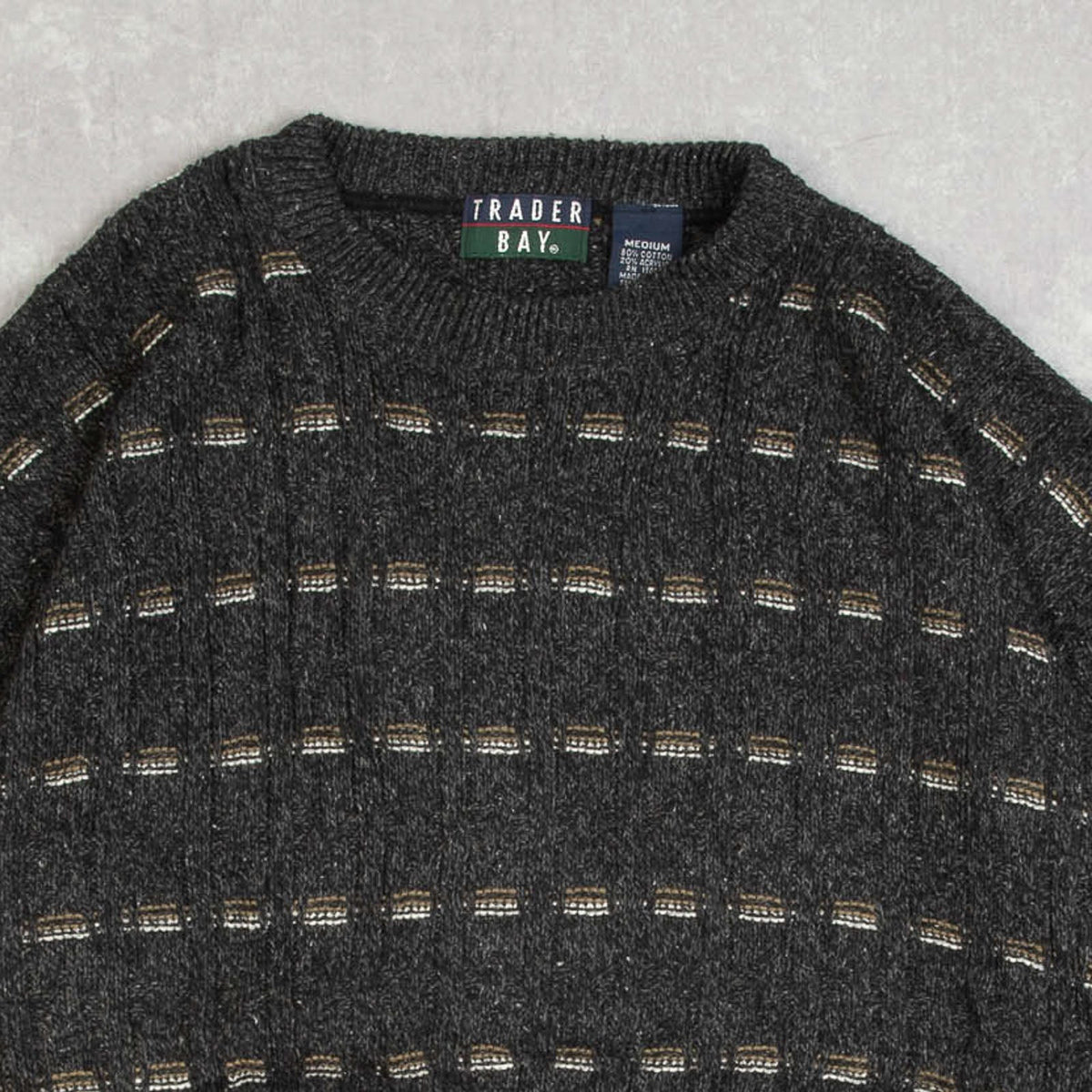 MEN'S VINTAGE 1990S STRUCTURED PATTERNED KNITTED JUMPER - MEDIUM