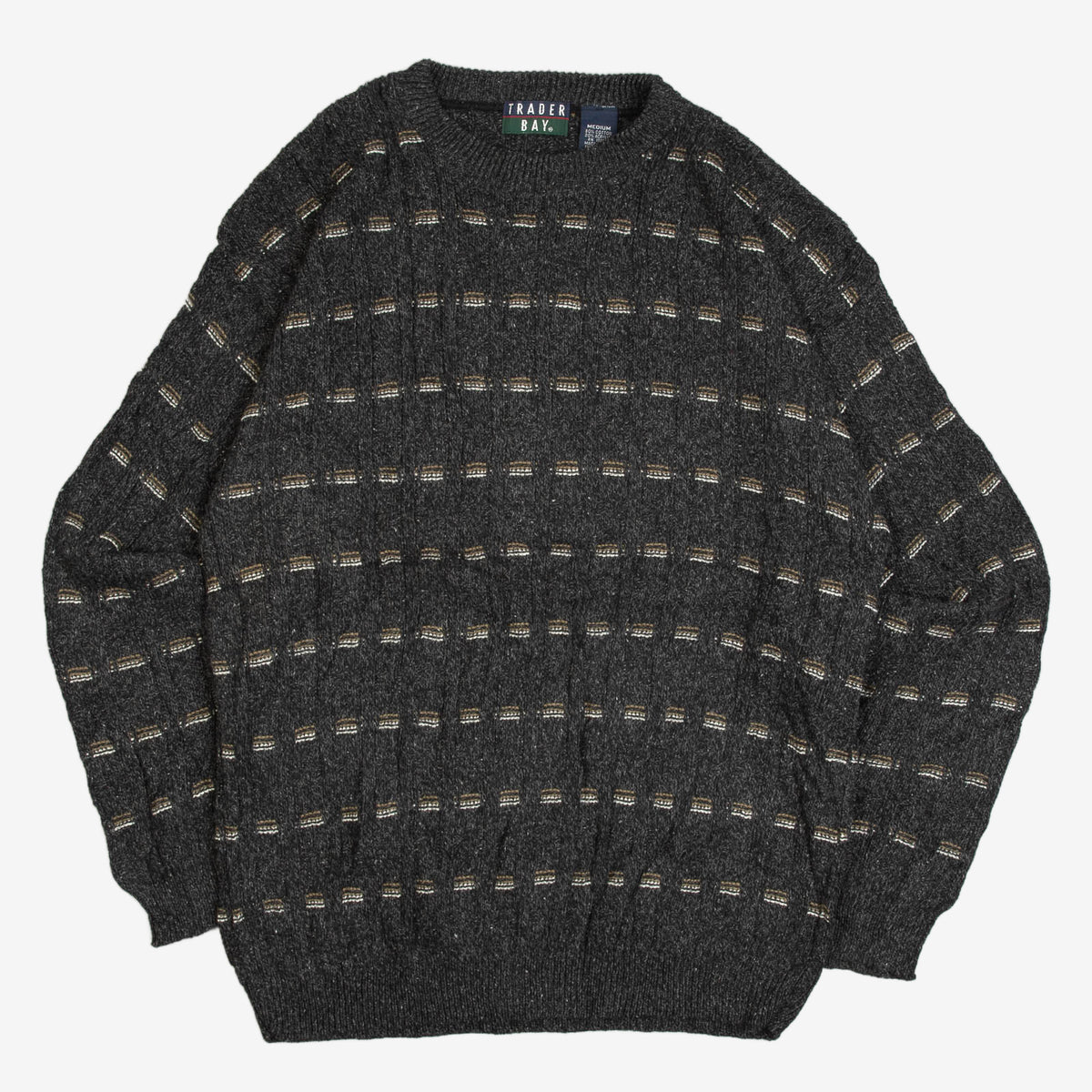 MEN'S VINTAGE 1990S STRUCTURED PATTERNED KNITTED JUMPER - MEDIUM