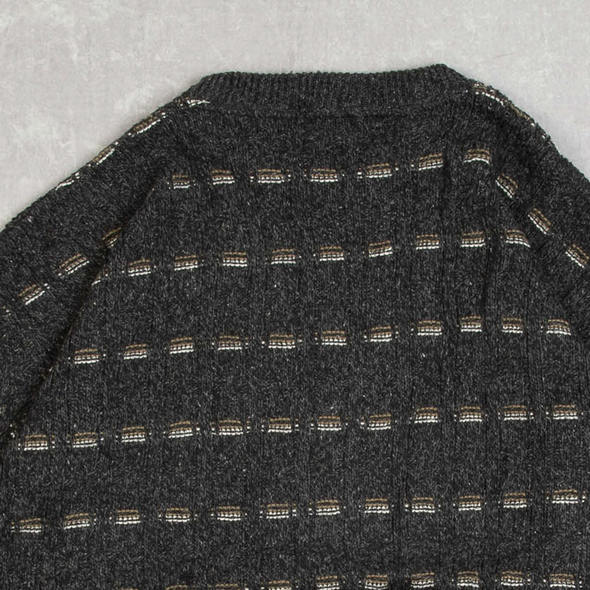 MEN'S VINTAGE 1990S STRUCTURED PATTERNED KNITTED JUMPER - MEDIUM