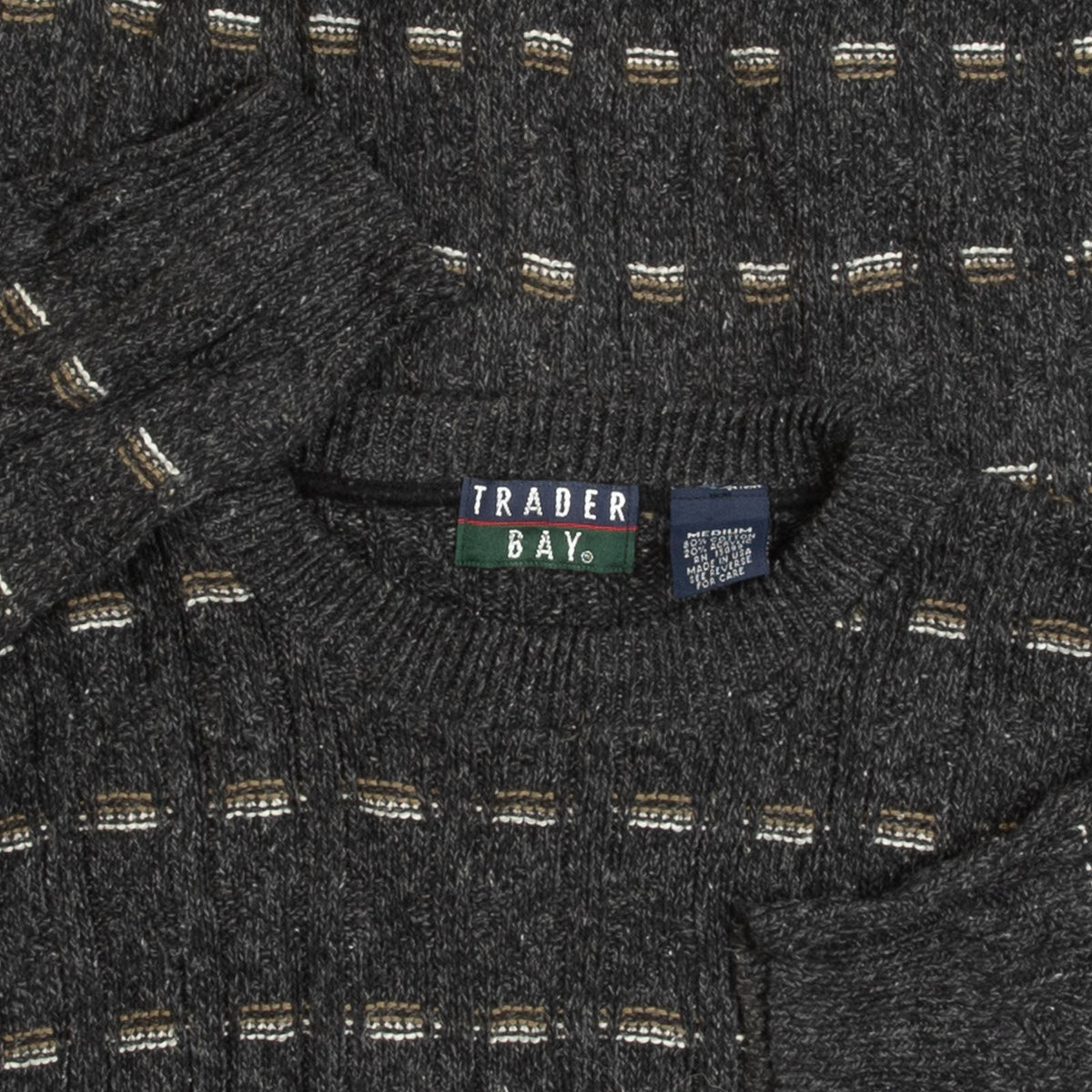 MEN'S VINTAGE 1990S STRUCTURED PATTERNED KNITTED JUMPER - MEDIUM