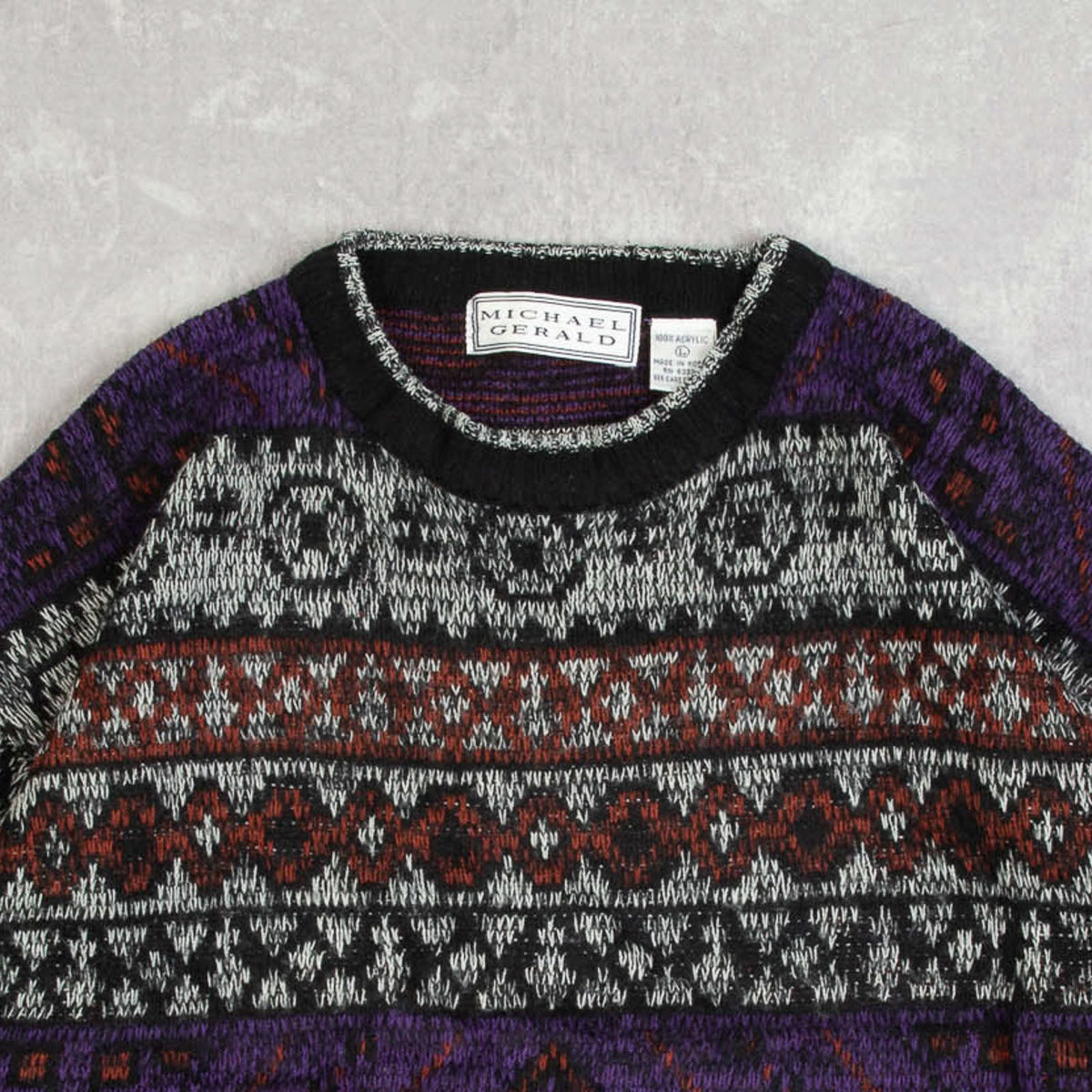 WOMEN'S VINTAGE 1990S PATTERNED KNITTED JUMPER - LARGE