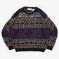 WOMEN'S VINTAGE 1990S PATTERNED KNITTED JUMPER - LARGE