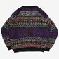 WOMEN'S VINTAGE 1990S PATTERNED KNITTED JUMPER - LARGE