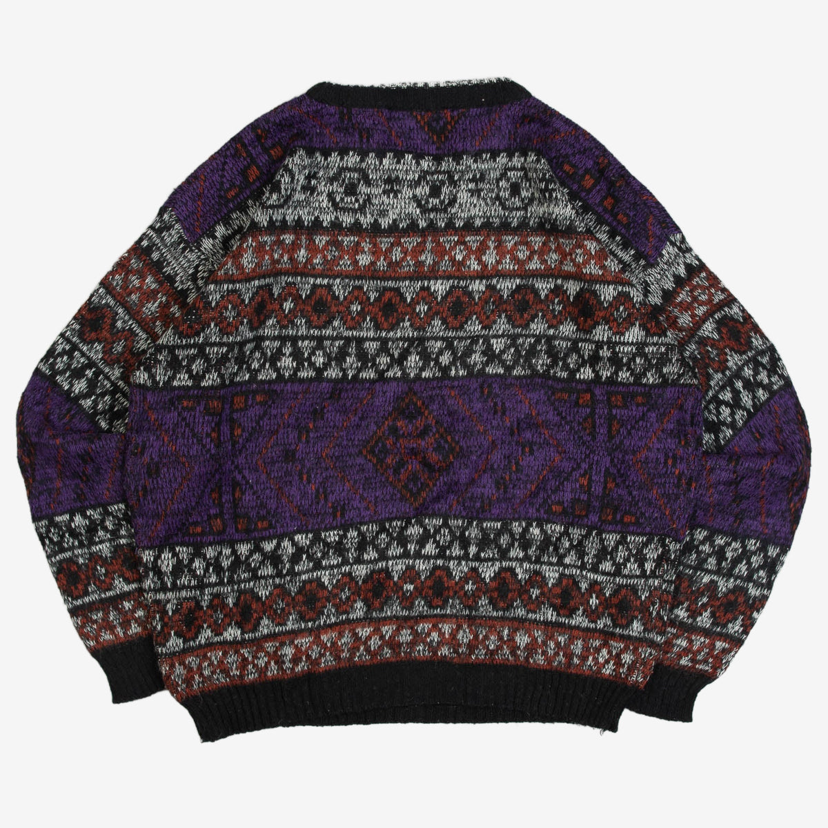 WOMEN'S VINTAGE 1990S PATTERNED KNITTED JUMPER - LARGE