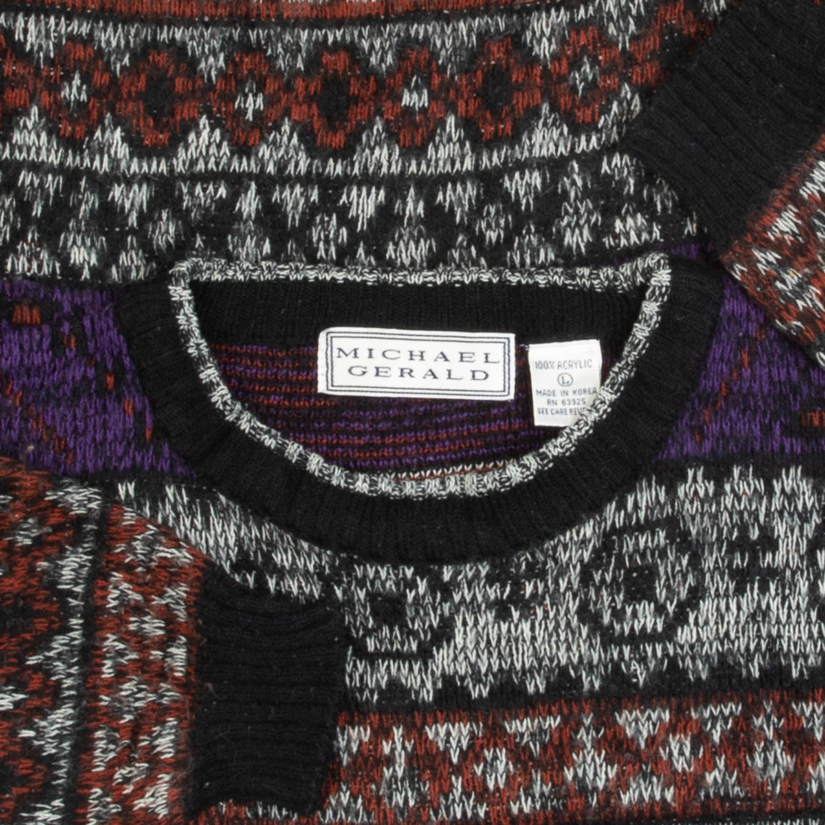 WOMEN'S VINTAGE 1990S PATTERNED KNITTED JUMPER - LARGE