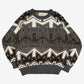 MEN'S VINTAGE 1990S PATTERNED KNITTED JUMPER - LARGE