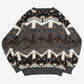 MEN'S VINTAGE 1990S PATTERNED KNITTED JUMPER - LARGE