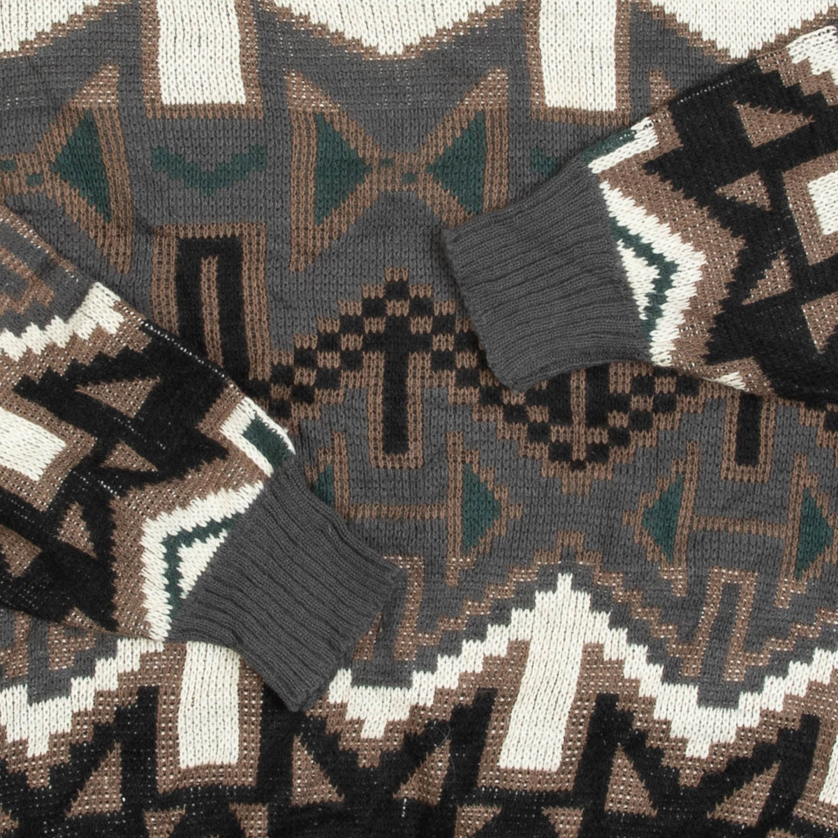 MEN'S VINTAGE 1990S PATTERNED KNITTED JUMPER - LARGE