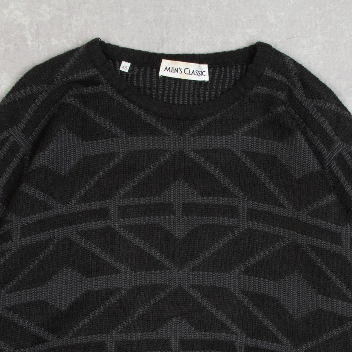 MEN'S VINTAGE 1980S PATTERNED KNITTED JUMPER - MEDIUM
