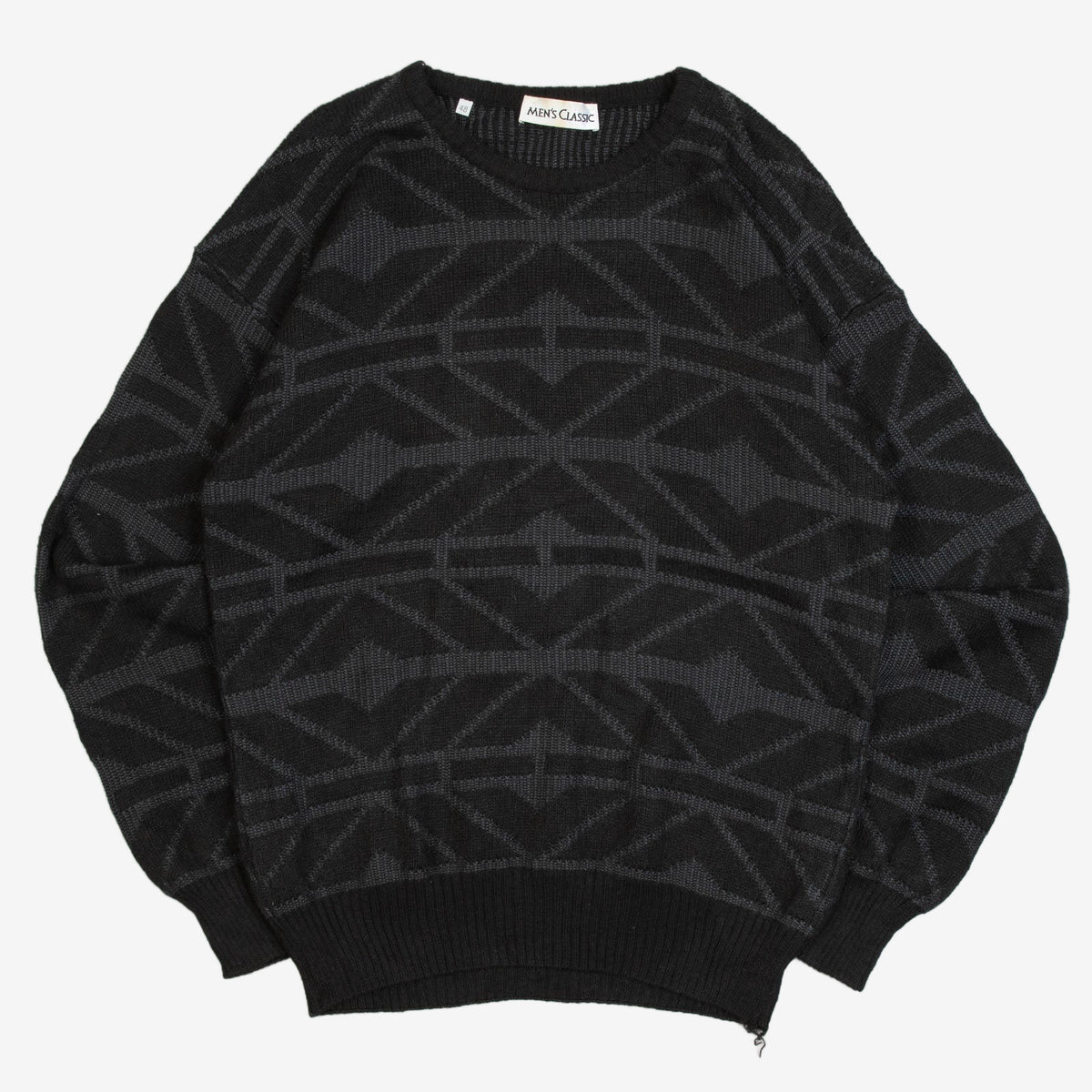MEN'S VINTAGE 1980S PATTERNED KNITTED JUMPER - MEDIUM