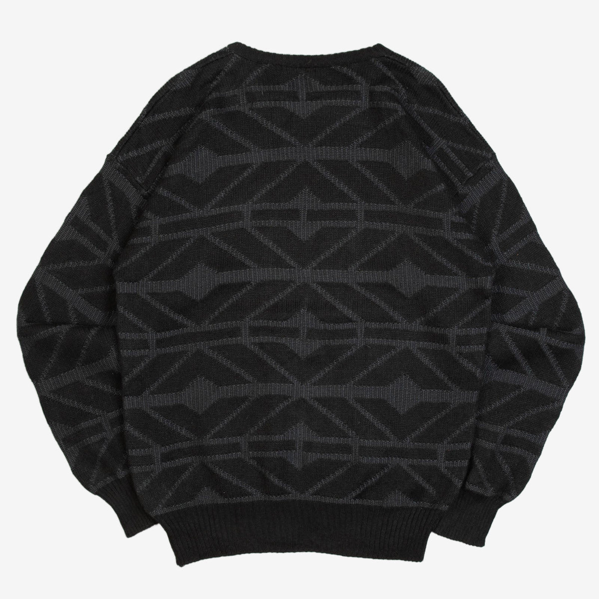 MEN'S VINTAGE 1980S PATTERNED KNITTED JUMPER - MEDIUM