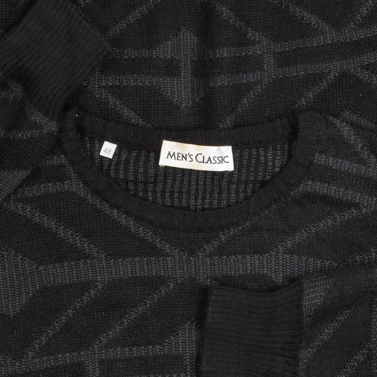 MEN'S VINTAGE 1980S PATTERNED KNITTED JUMPER - MEDIUM