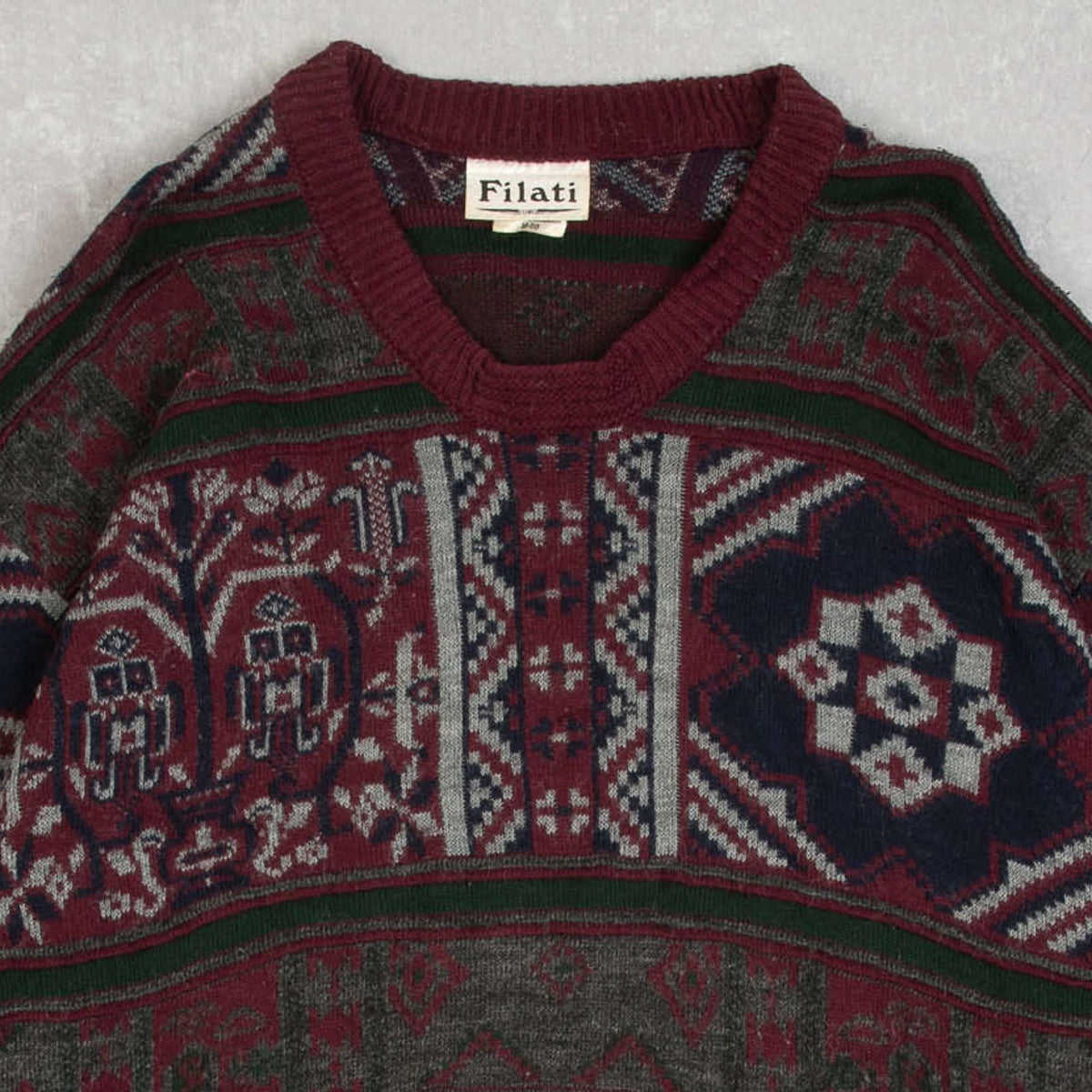 MEN'S VINTAGE 1990S STRUCTURED PATTERNED KNITTED JUMPER - MEDIUM