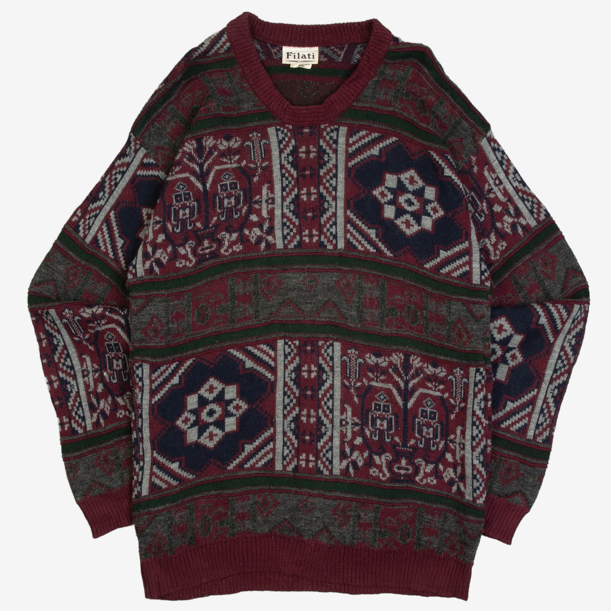MEN'S VINTAGE 1990S STRUCTURED PATTERNED KNITTED JUMPER - MEDIUM