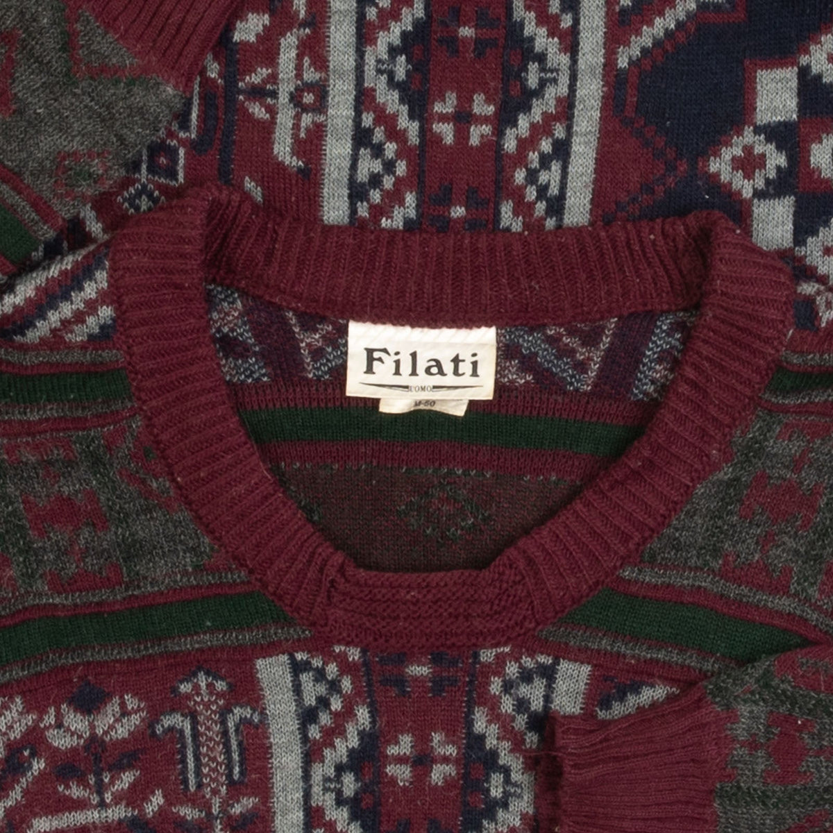 MEN'S VINTAGE 1990S STRUCTURED PATTERNED KNITTED JUMPER - MEDIUM