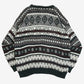 MEN'S VINTAGE 1990S PATTERNED KNITTED JUMPER - X-LARGE