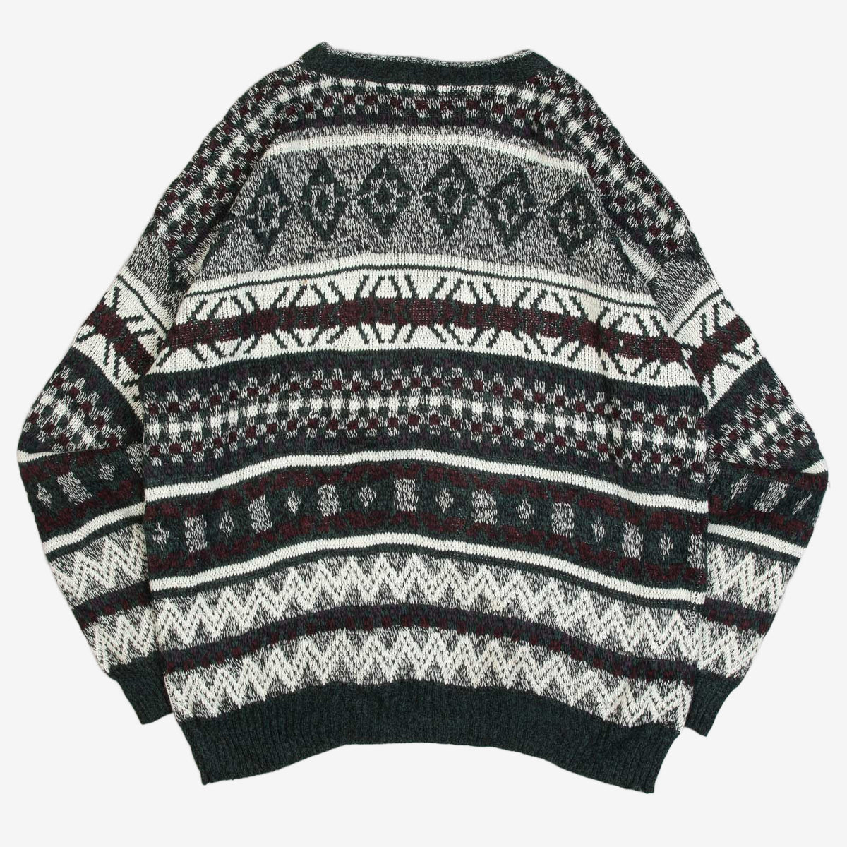 MEN'S VINTAGE 1990S PATTERNED KNITTED JUMPER - X-LARGE