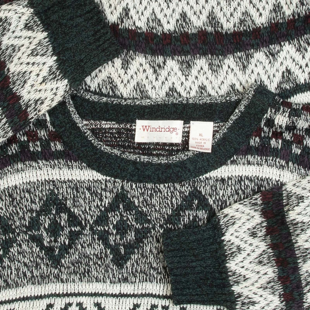 MEN'S VINTAGE 1990S PATTERNED KNITTED JUMPER - X-LARGE
