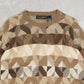 MEN'S VINTAGE 1990S PATTERNED KNITTED JUMPER - X-LARGE