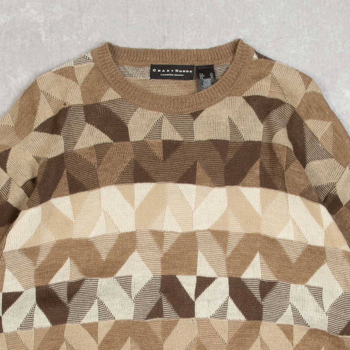 MEN'S VINTAGE 1990S PATTERNED KNITTED JUMPER - X-LARGE