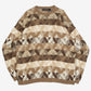 MEN'S VINTAGE 1990S PATTERNED KNITTED JUMPER - X-LARGE