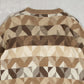 MEN'S VINTAGE 1990S PATTERNED KNITTED JUMPER - X-LARGE