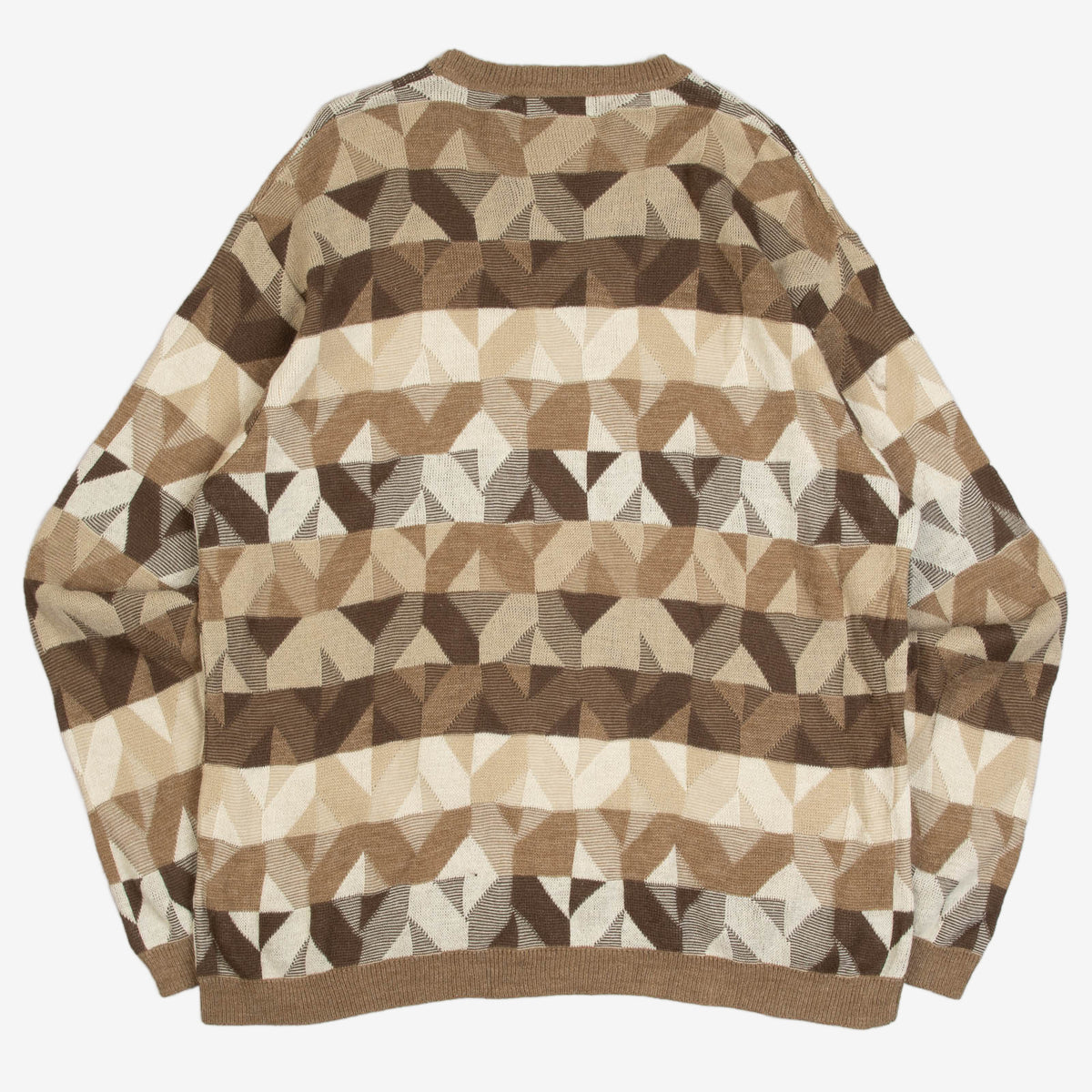 MEN'S VINTAGE 1990S PATTERNED KNITTED JUMPER - X-LARGE