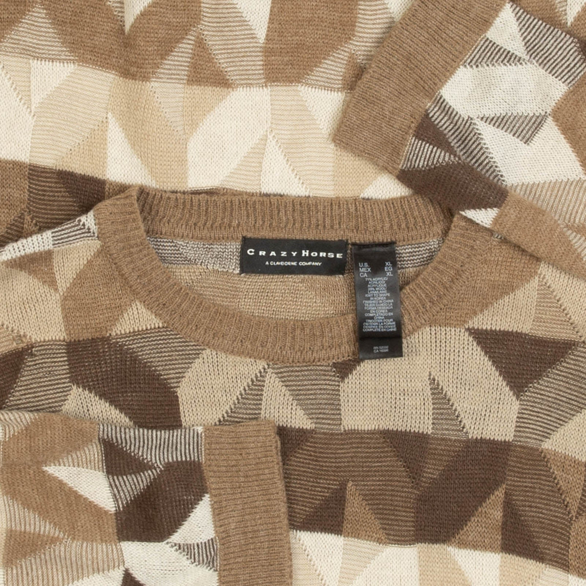 MEN'S VINTAGE 1990S PATTERNED KNITTED JUMPER - X-LARGE
