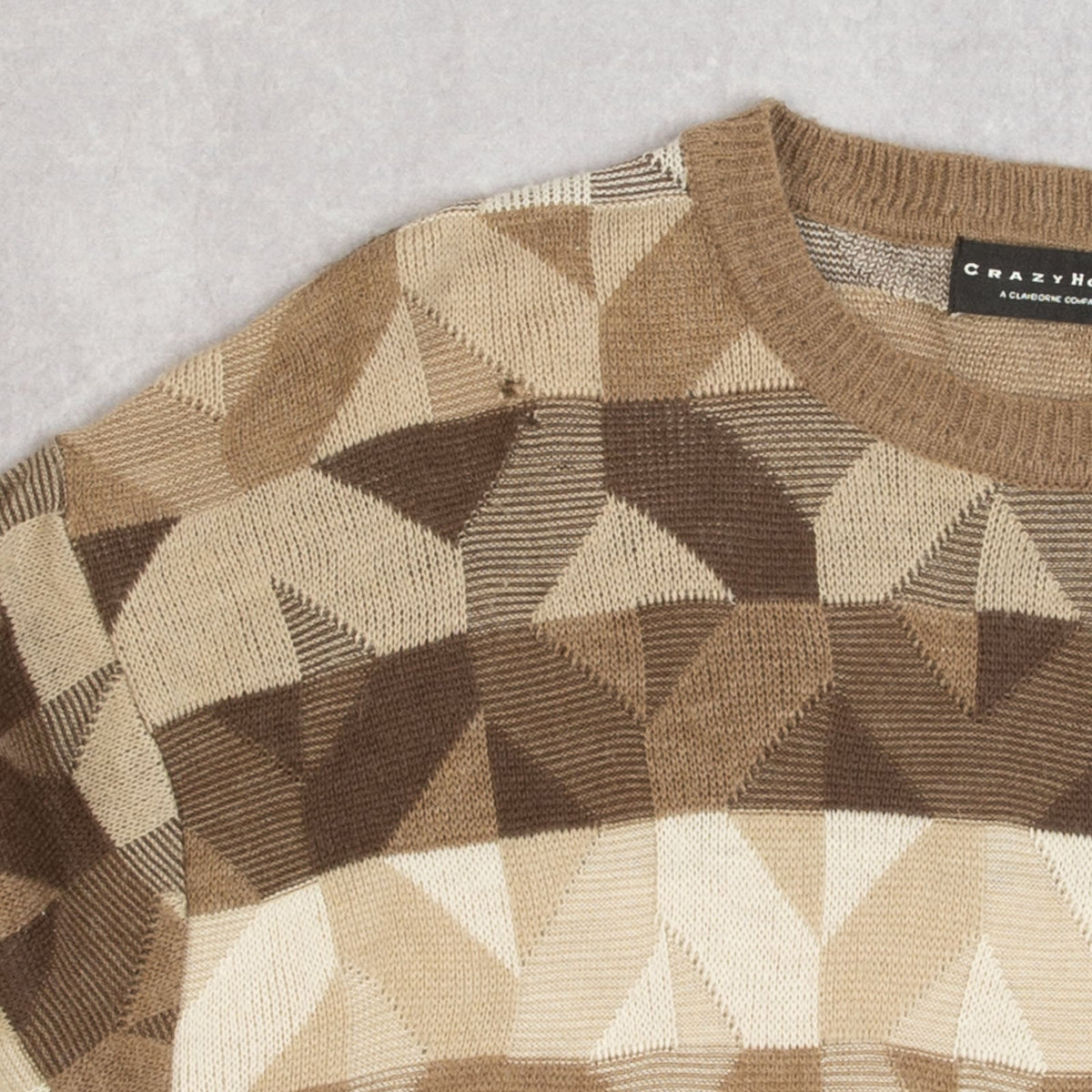 MEN'S VINTAGE 1990S PATTERNED KNITTED JUMPER - X-LARGE
