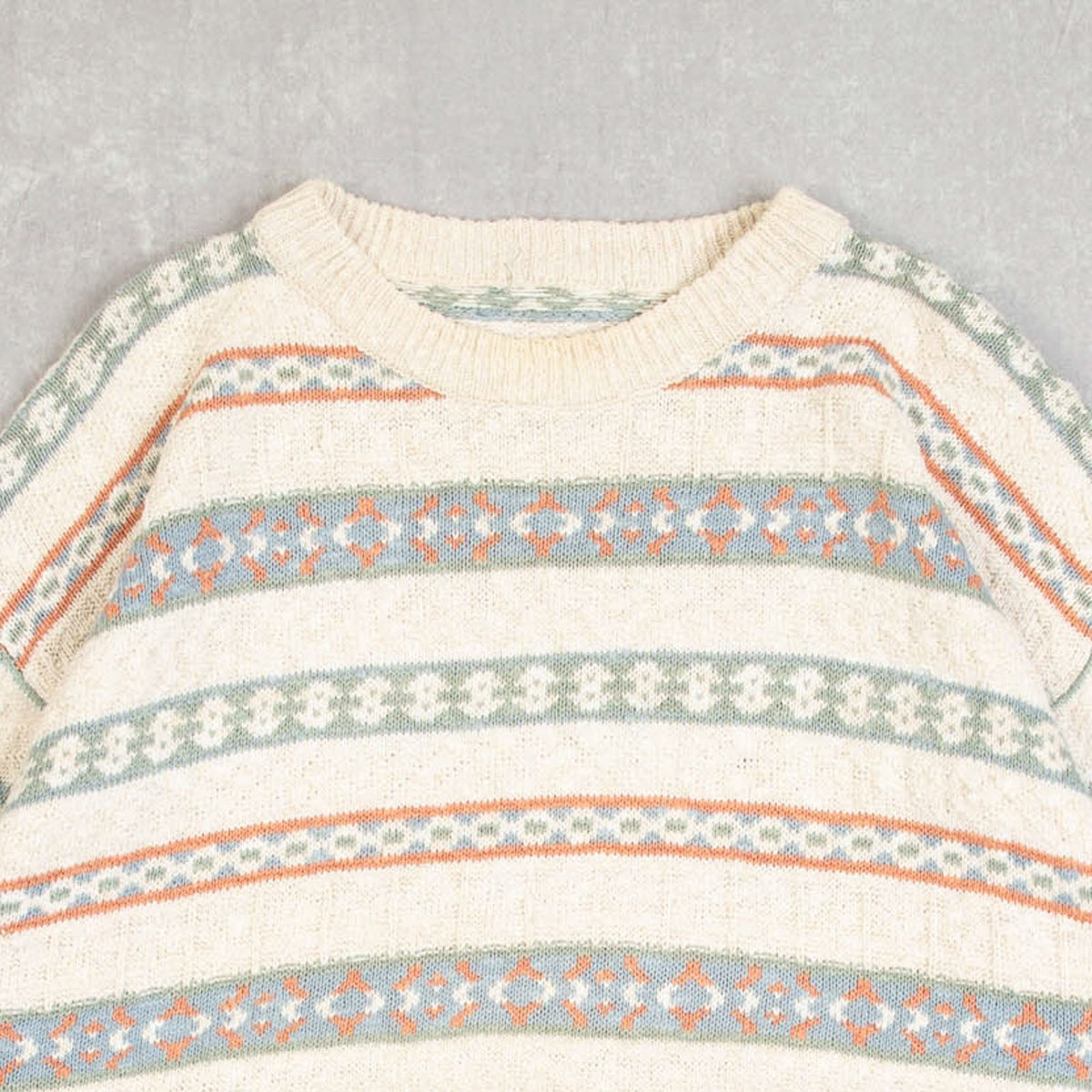 MEN'S VINTAGE 1990S STRUCTURED PATTERNED KNITTED JUMPER - X-LARGE