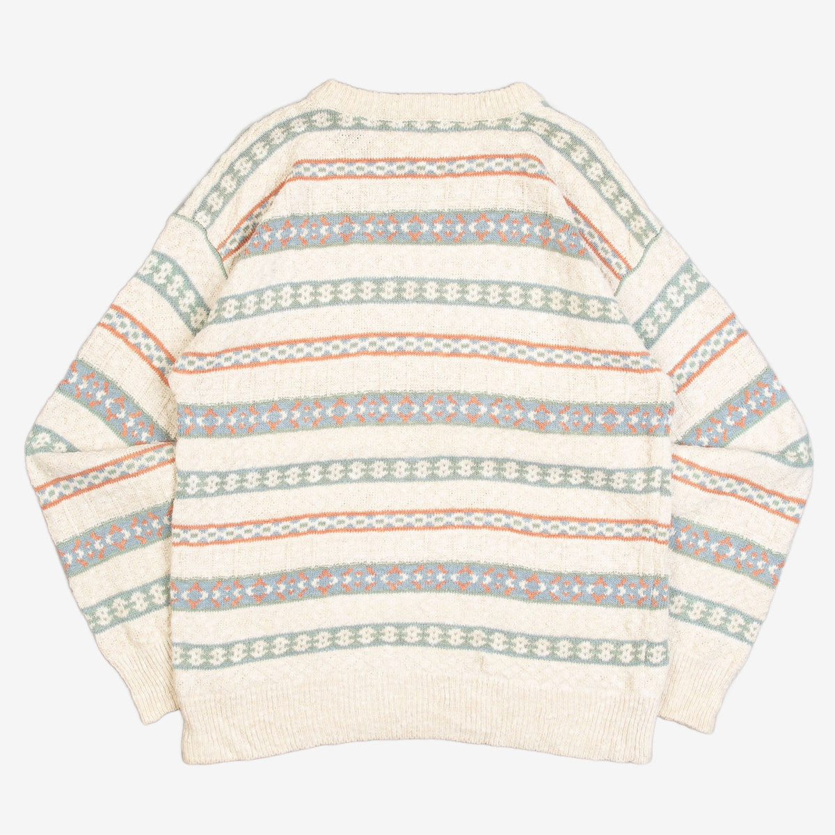 MEN'S VINTAGE 1990S STRUCTURED PATTERNED KNITTED JUMPER - X-LARGE