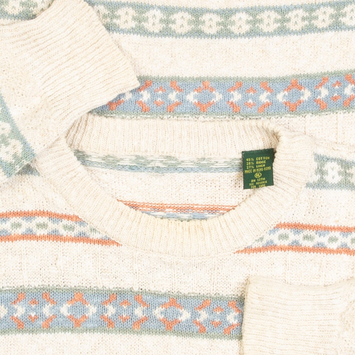 MEN'S VINTAGE 1990S STRUCTURED PATTERNED KNITTED JUMPER - X-LARGE