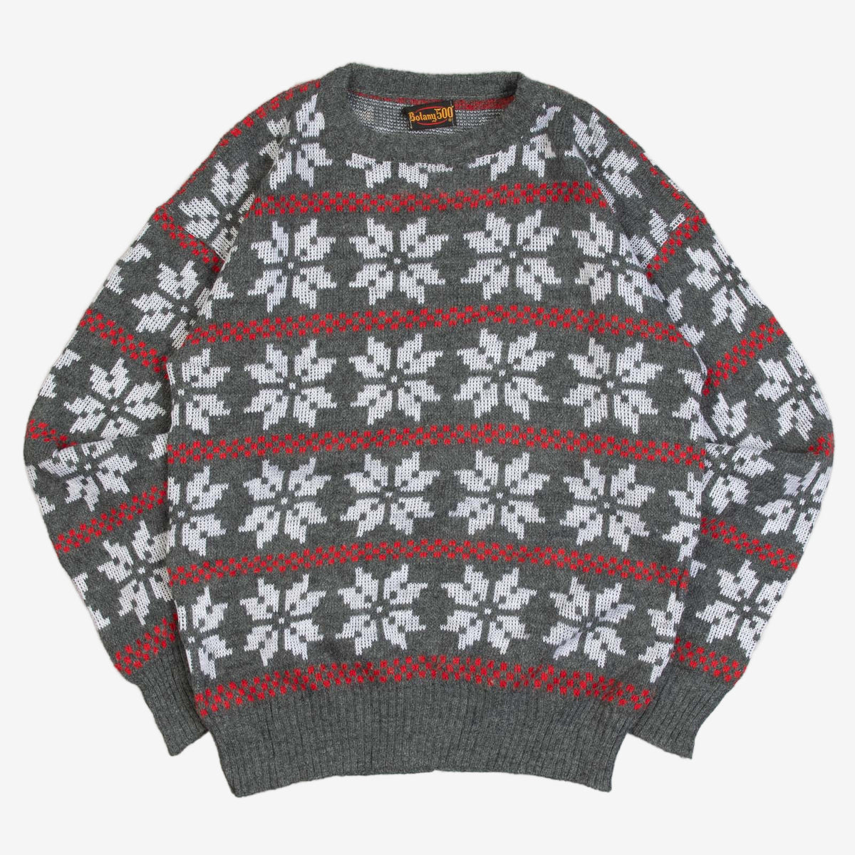 MEN'S VINTAGE 1990S PATTERNED KNITTED JUMPER - MEDIUM