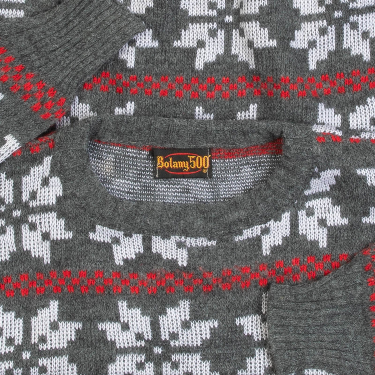 MEN'S VINTAGE 1990S PATTERNED KNITTED JUMPER - MEDIUM