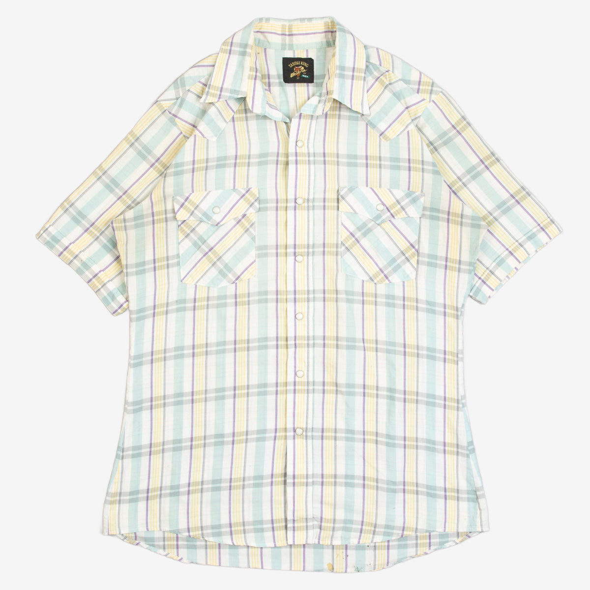 MEN'S VINTAGE 1990S CHECKED WESTERN SHIRT - LARGE