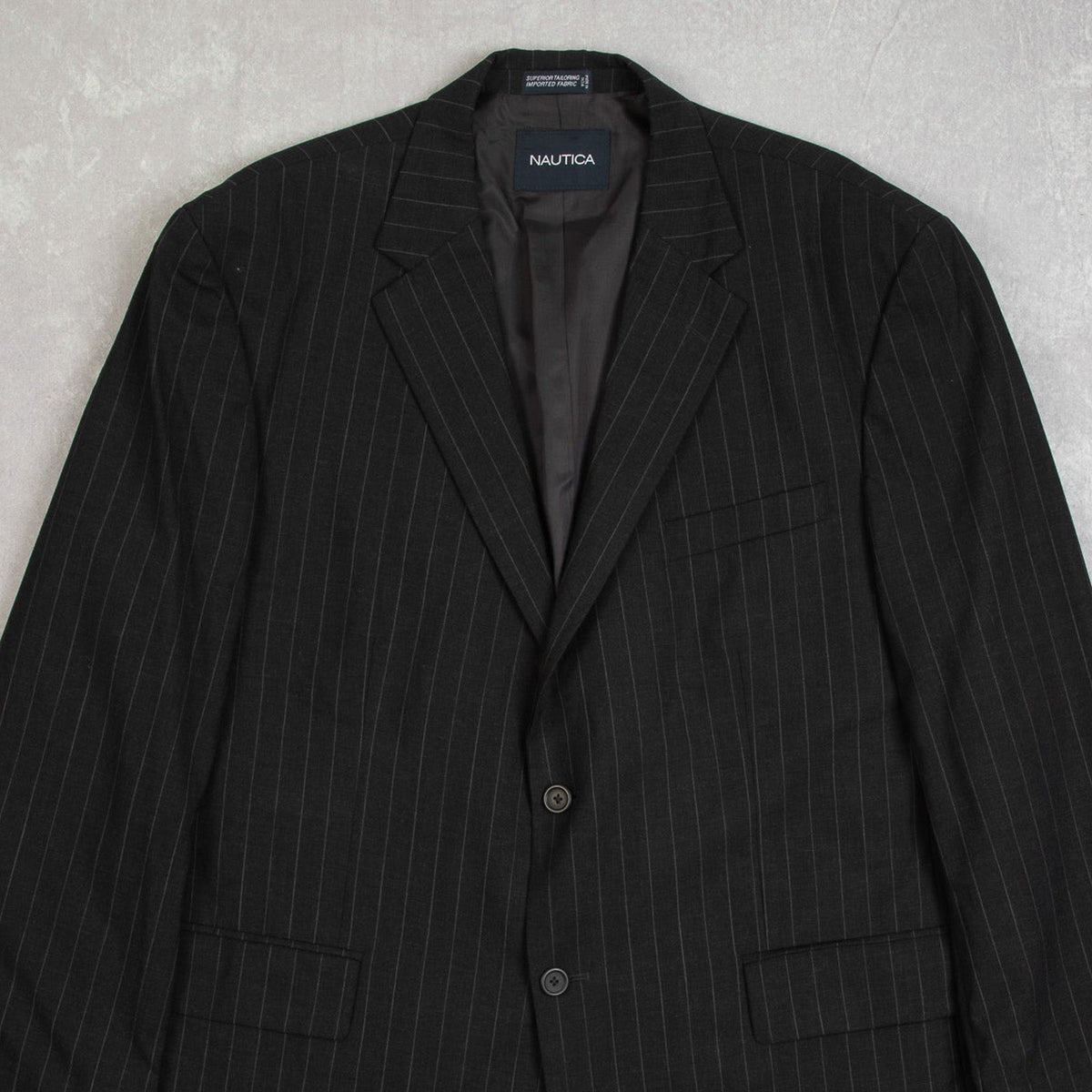 MEN'S VINTAGE 1990S NAUTICA PINSTRIPE BLAZER SUIT JACKET - X-LARGE