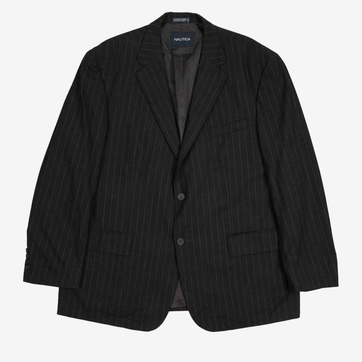 MEN'S VINTAGE 1990S NAUTICA PINSTRIPE BLAZER SUIT JACKET - X-LARGE