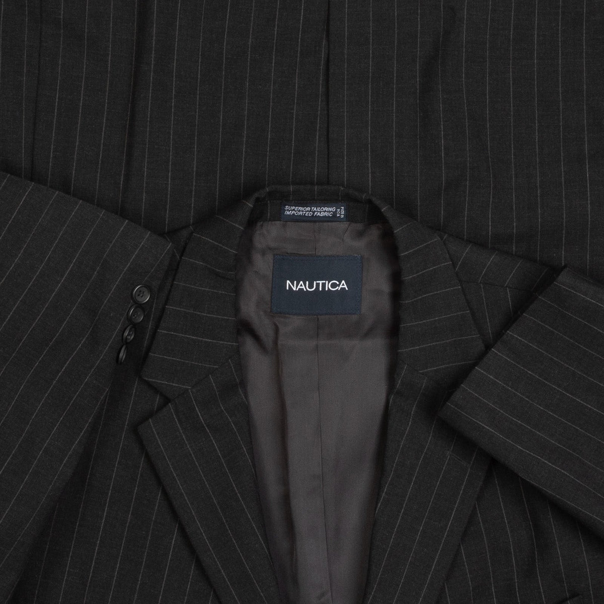 MEN'S VINTAGE 1990S NAUTICA PINSTRIPE BLAZER SUIT JACKET - X-LARGE