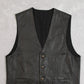 MEN'S VINTAGE 1990S LEATHER VEST JACKET - SMALL
