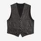 MEN'S VINTAGE 1990S LEATHER VEST JACKET - SMALL