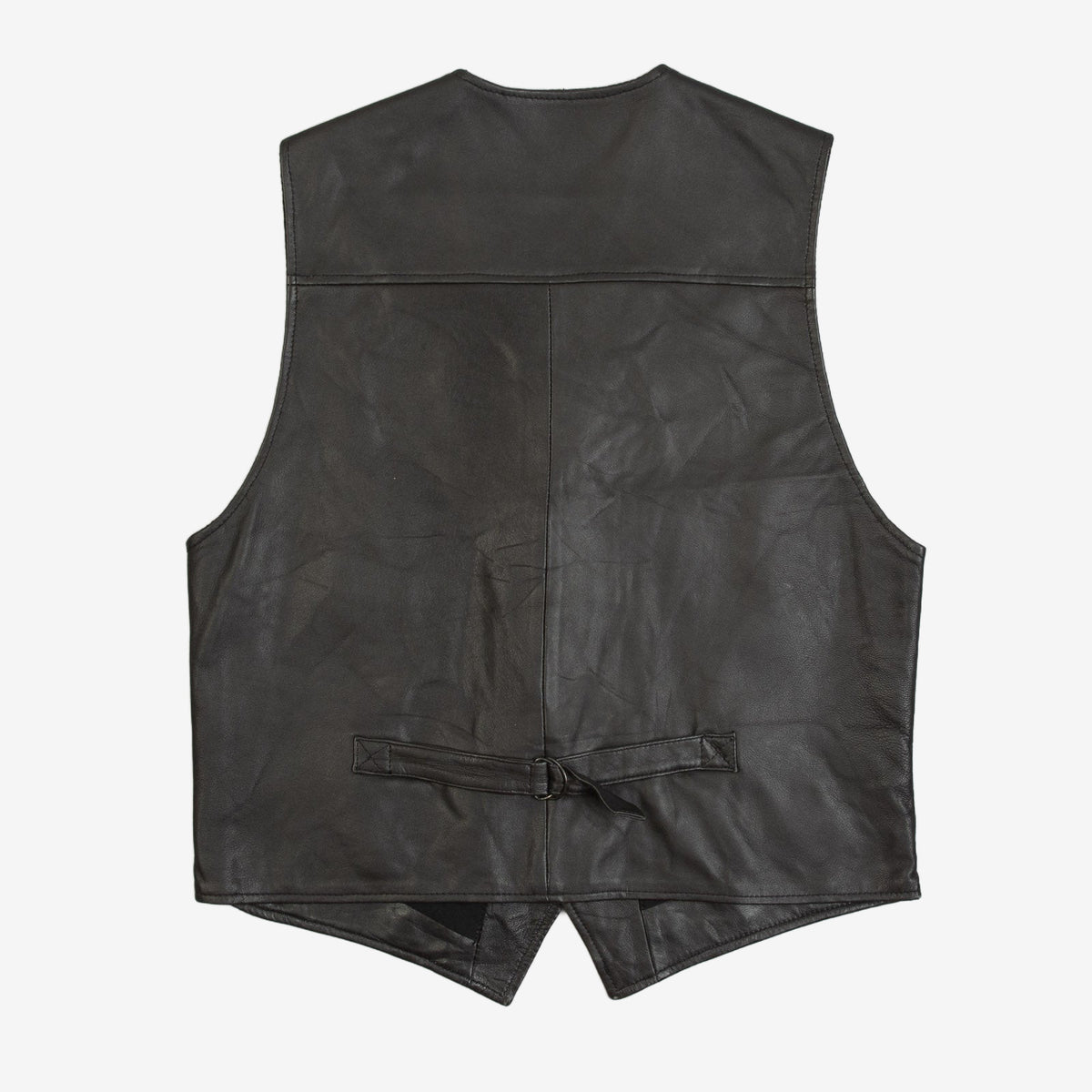 MEN'S VINTAGE 1990S LEATHER VEST JACKET - SMALL