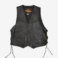 MEN'S VINTAGE 1990S LEATHER VEST JACKET - X-LARGE