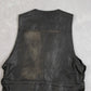 MEN'S VINTAGE 1990S LEATHER VEST JACKET - X-LARGE