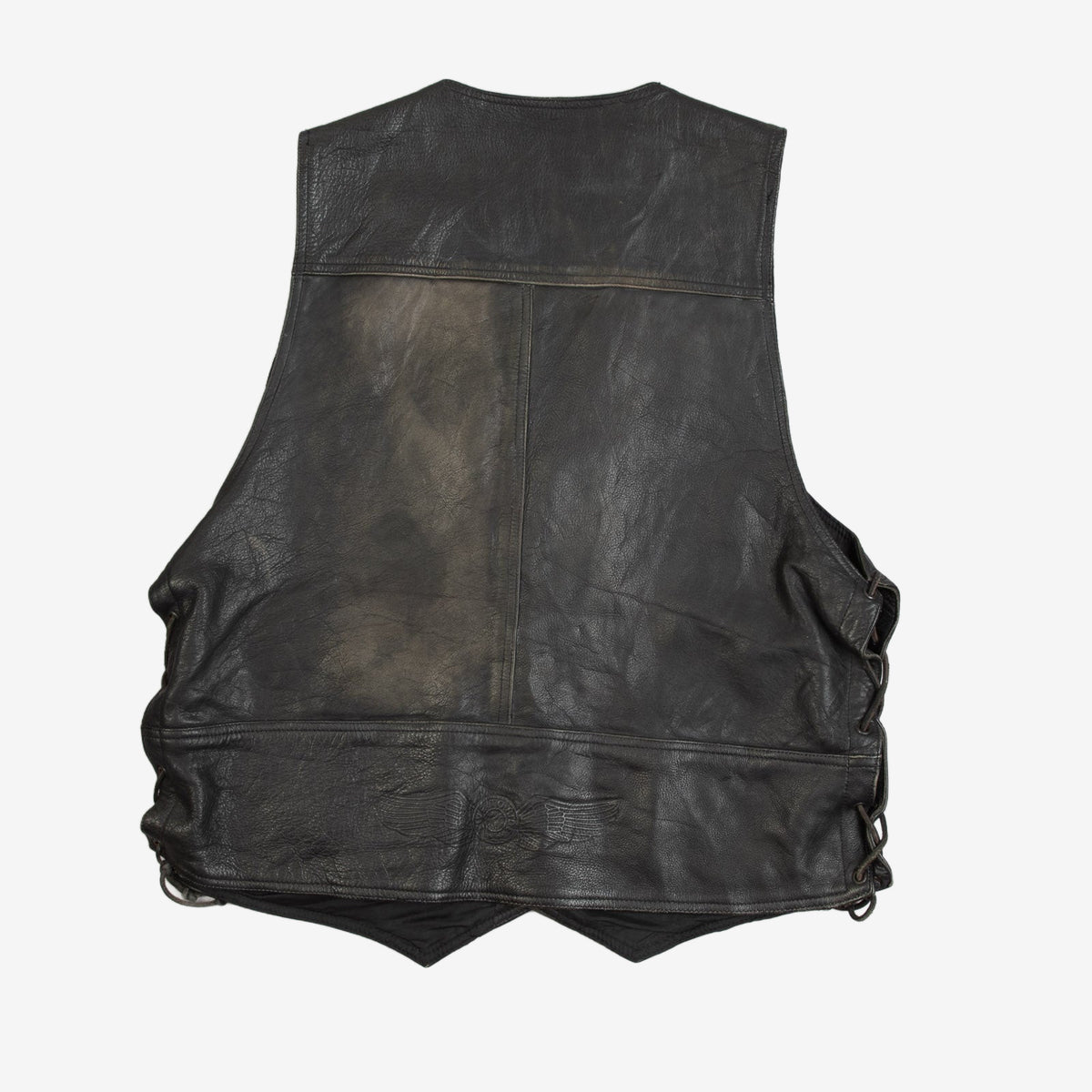 MEN'S VINTAGE 1990S LEATHER VEST JACKET - X-LARGE
