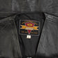 MEN'S VINTAGE 1990S LEATHER VEST JACKET - X-LARGE