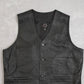 MEN'S VINTAGE 1990S LEATHER VEST JACKET - X-LARGE