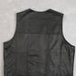 MEN'S VINTAGE 1990S LEATHER VEST JACKET - X-LARGE