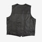 MEN'S VINTAGE 1990S LEATHER VEST JACKET - X-LARGE
