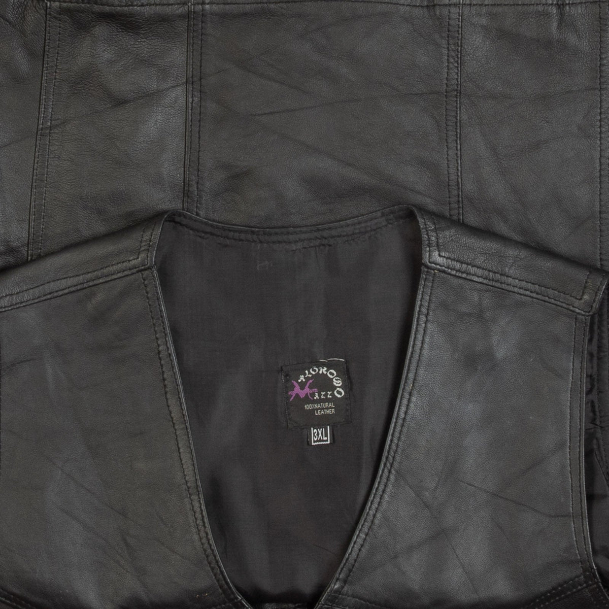 MEN'S VINTAGE 1990S LEATHER VEST JACKET - X-LARGE