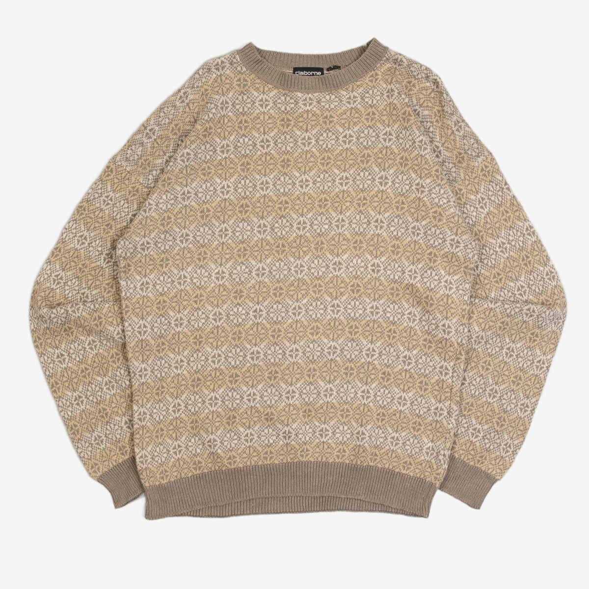 MEN'S VINTAGE 1990S PATTERNED KNITTED JUMPER - LARGE